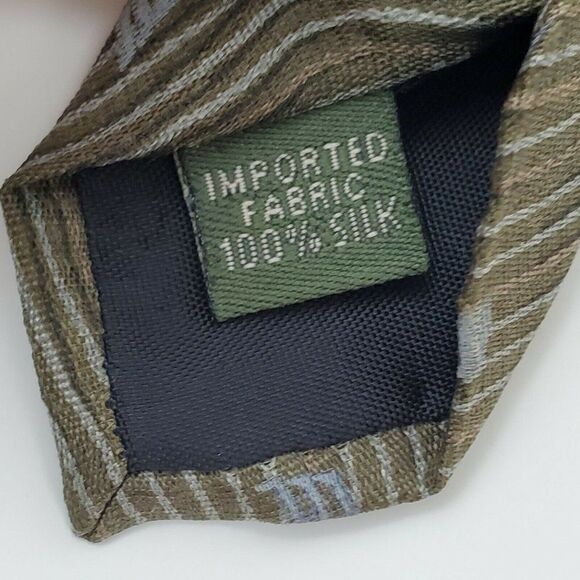 Dockers Khakis Silk Tie Green‎ Geometric Wavy Wide - Picture 4 of 6